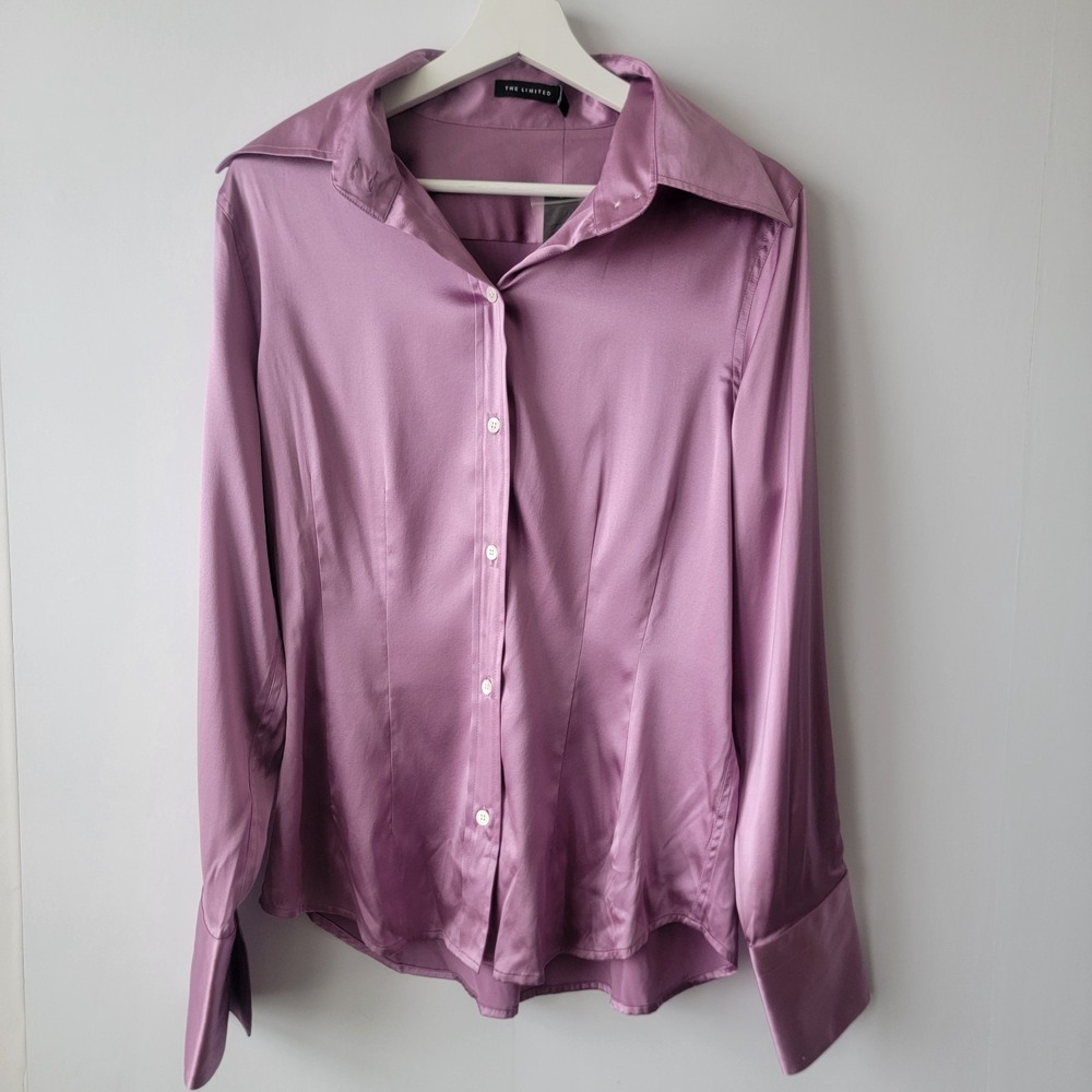 The limited women's silk blend button up shirt size L long sleeve Work Career